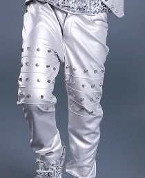 Boys Hip Hop Leather Rivet Stage Pants