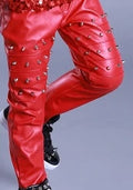 Boys Hip Hop Leather Rivet Stage Pants