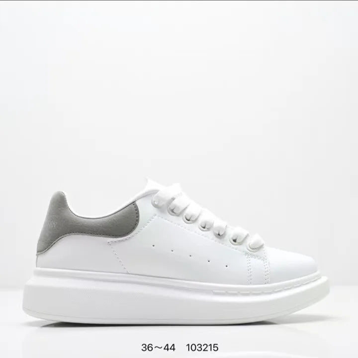 Fashionable Thick Bottomed Casual Shoes Leather Heightening Couple Sneakers Comfortable Breathable Low Top Sports Shoes