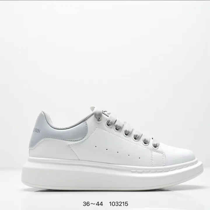 Fashionable Thick Bottomed Casual Shoes Leather Heightening Couple Sneakers Comfortable Breathable Low Top Sports Shoes