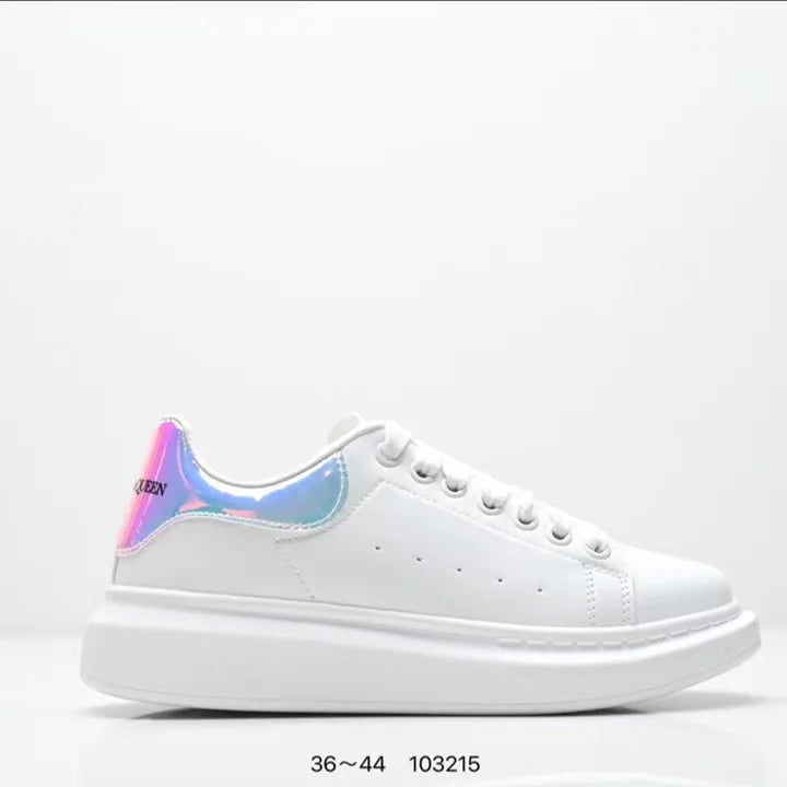 Fashionable Thick Bottomed Casual Shoes Leather Heightening Couple Sneakers Comfortable Breathable Low Top Sports Shoes