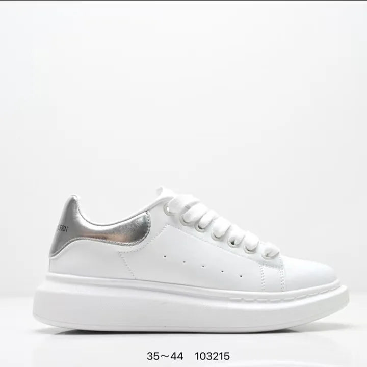 Fashionable Thick Bottomed Casual Shoes Leather Heightening Couple Sneakers Comfortable Breathable Low Top Sports Shoes