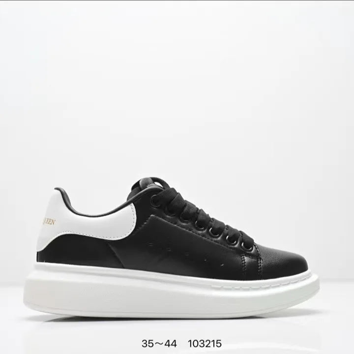 Fashionable Thick Bottomed Casual Shoes Leather Heightening Couple Sneakers Comfortable Breathable Low Top Sports Shoes