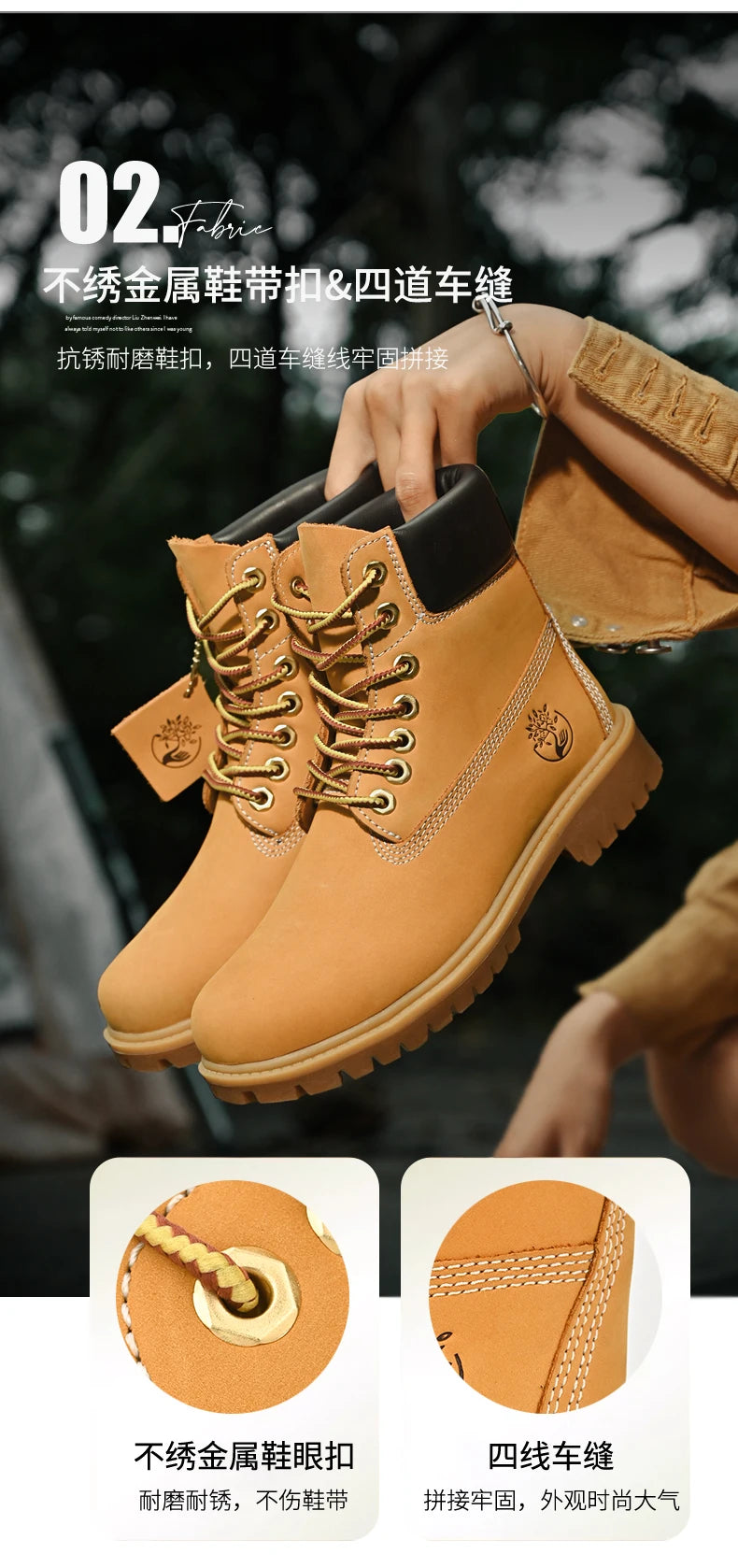 Boots Men High Top Boots High Quality Women Leather Shoes Fashion Outdoor Sneakers Men Lace Up Non-Slip Ankle Boots for